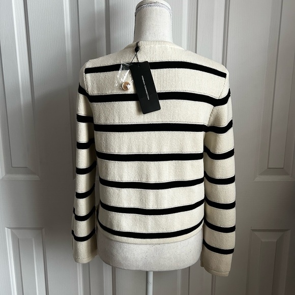 NWT FRENCH CONNECTION Women’s Striped Cardigan, Black and Cream - Picture 4 of 6